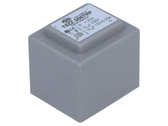 Transformator: ingegoten; 3VA; 230VAC; 12V; 250mA; PCB; IP00; C: 29mm Transformator: ingegoten; 3VA; 230VAC; 12V; 250mA; PCB; IP00; C: 29mm